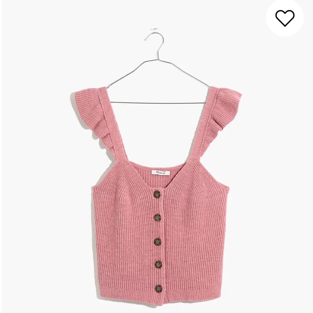 Ruffle Strap Button Front Sweater Tank